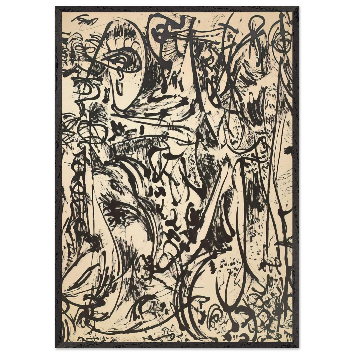ECHO 1951 - Jackson Pollock Framed Art Print – Black Wooden Frame - Default Title - -Framed Art Print