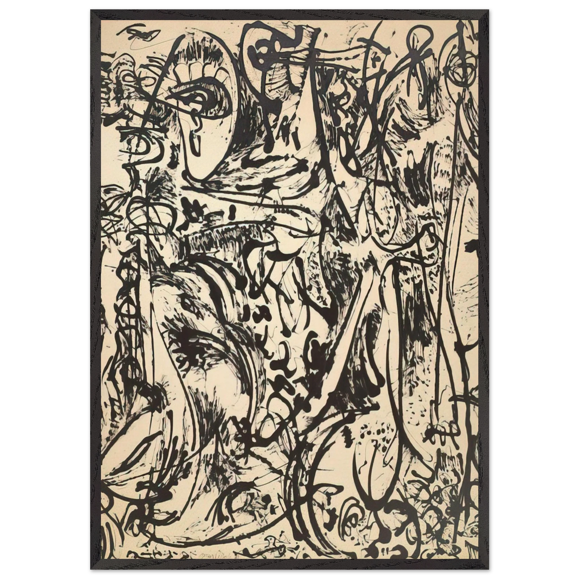 ECHO 1951 - Jackson Pollock Framed Art Print – Black Wooden Frame - Default Title - -Framed Art Print