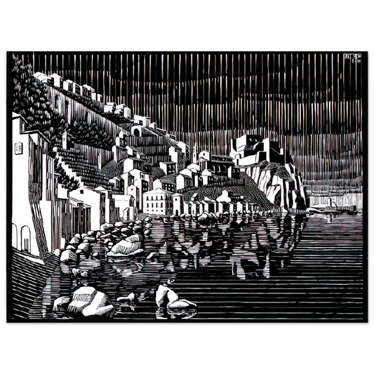 MC Escher - SCILLA CALABRIA FEBRUARY 1931 1931 Wall Art - 21x29.7 cm / 8x12" - Fine Art Poster - -