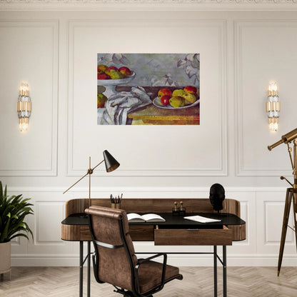 Still life with apples and fruit bowl - Paul Cézanne Brushed Aluminum Print - 70x100 cm / 28x40 inches | Paul Cézanne Aluminum Print | Paul Cézanne Prints