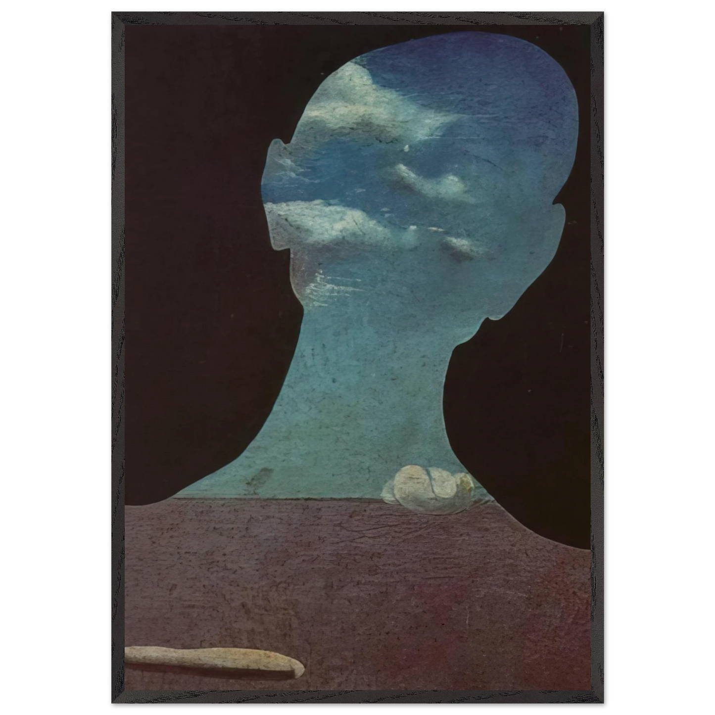 MAN WITH HIS HEAD FULL OF CLOUDS - Salvador Dali Framed Art Print – Black Wooden Frame - Default Title - -Framed Art Print