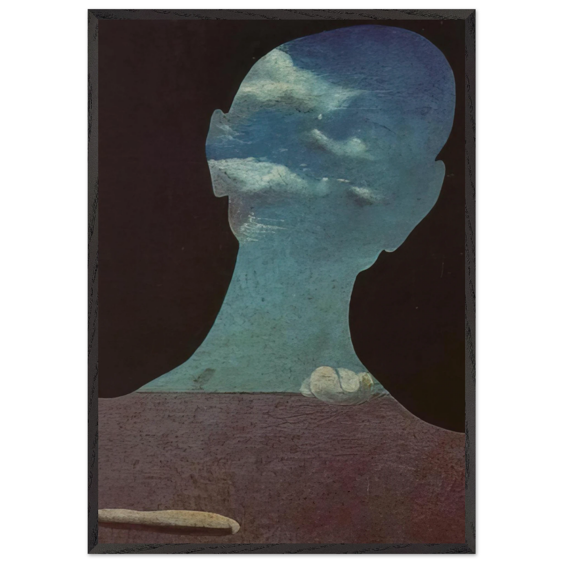 MAN WITH HIS HEAD FULL OF CLOUDS - Salvador Dali Framed Art Print – Black Wooden Frame - Default Title - -Framed Art Print