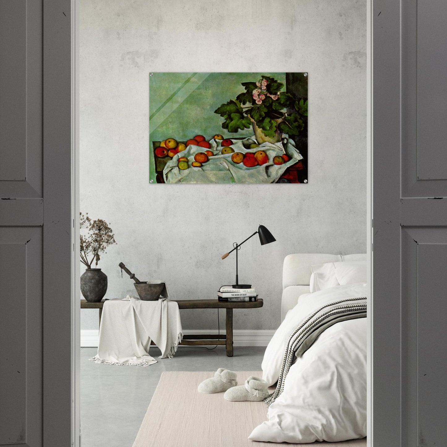 Still Life with Apples and a Pot of Primroses - Paul Cézanne Acrylic Print - 70x100 cm / 28x40″ inches