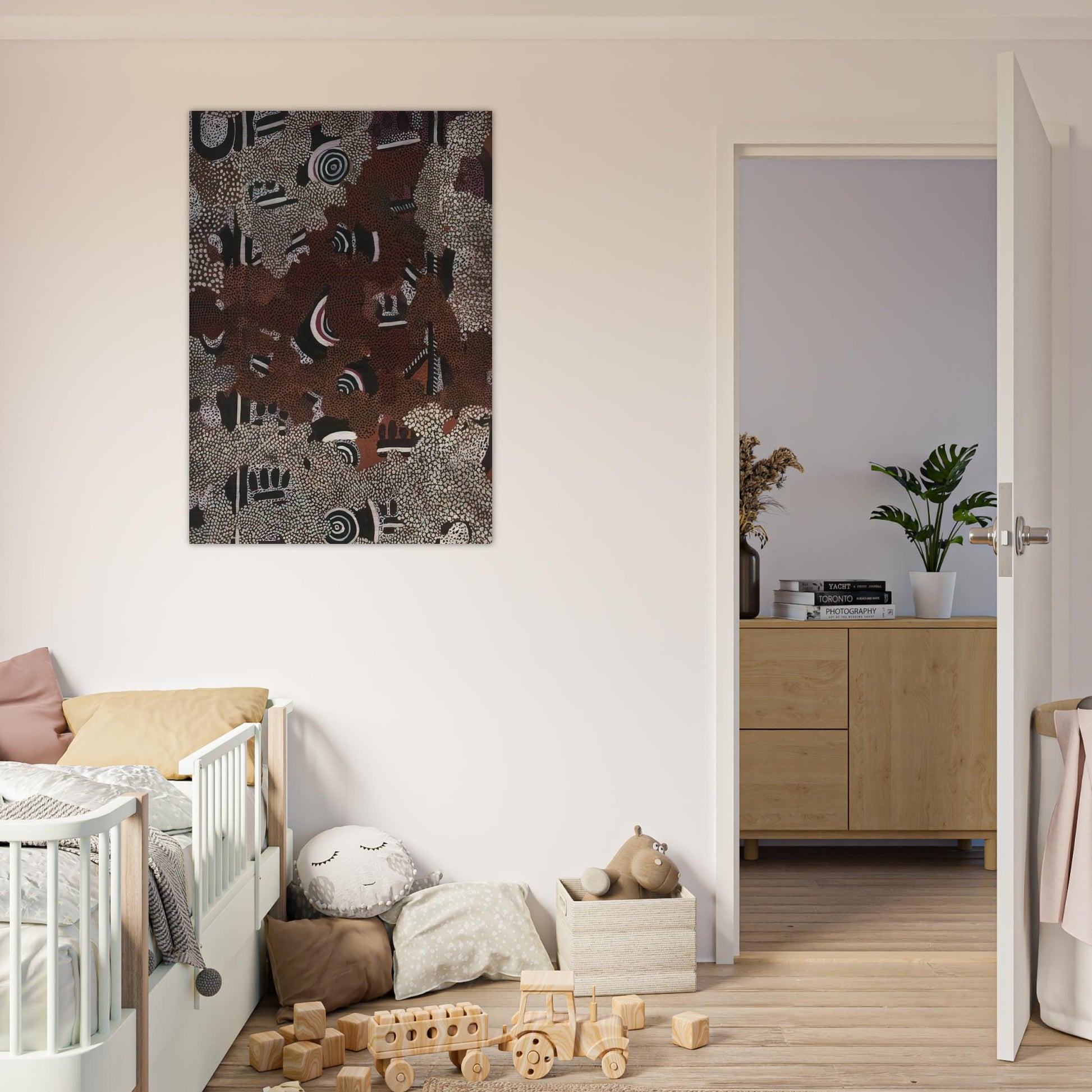 Bush Fire II - 1972 - Clifford Possum Tjapaltjarri Brushed Aluminum Print - 70x100 cm / 28x40 inches | Clifford Possum Tjapaltjarri Aluminum Print | Clifford Possum Tjapaltjarri Prints