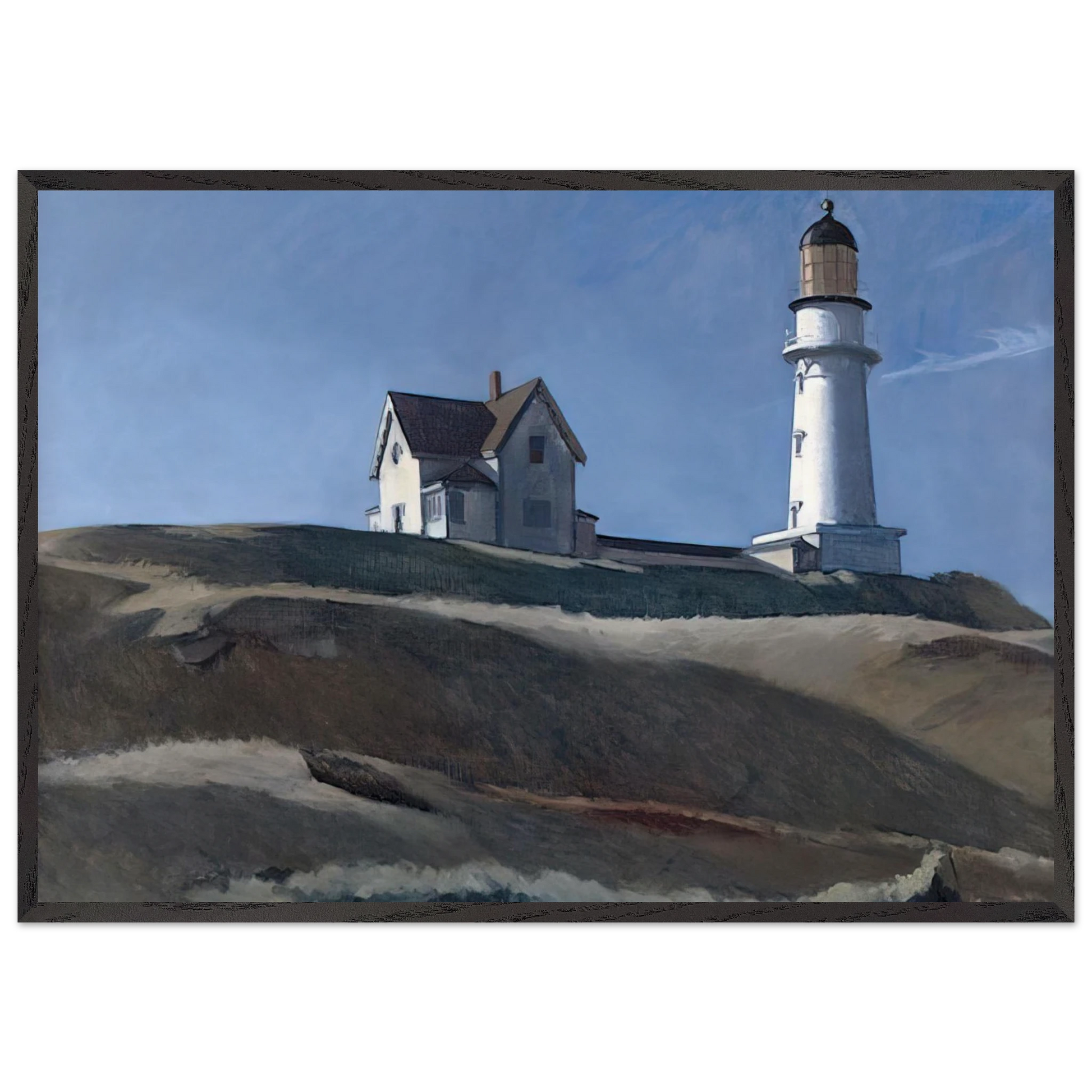 Lighthouse HIll - Edward Hopper Framed Art Print – Black Wooden Frame - Default Title - -Framed Art Print