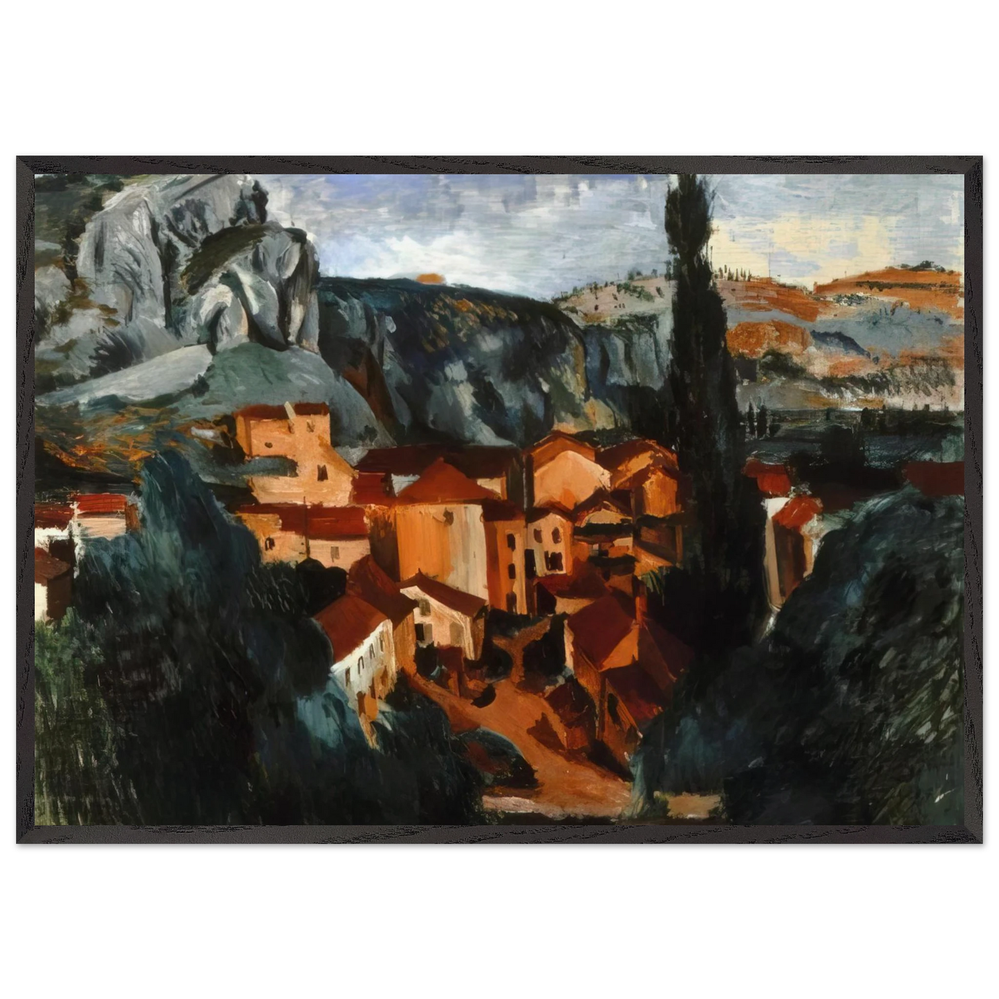 A VILLAGE - Andre Derain Framed Art Print – Black Wooden Frame - Default Title - -Framed Art Print