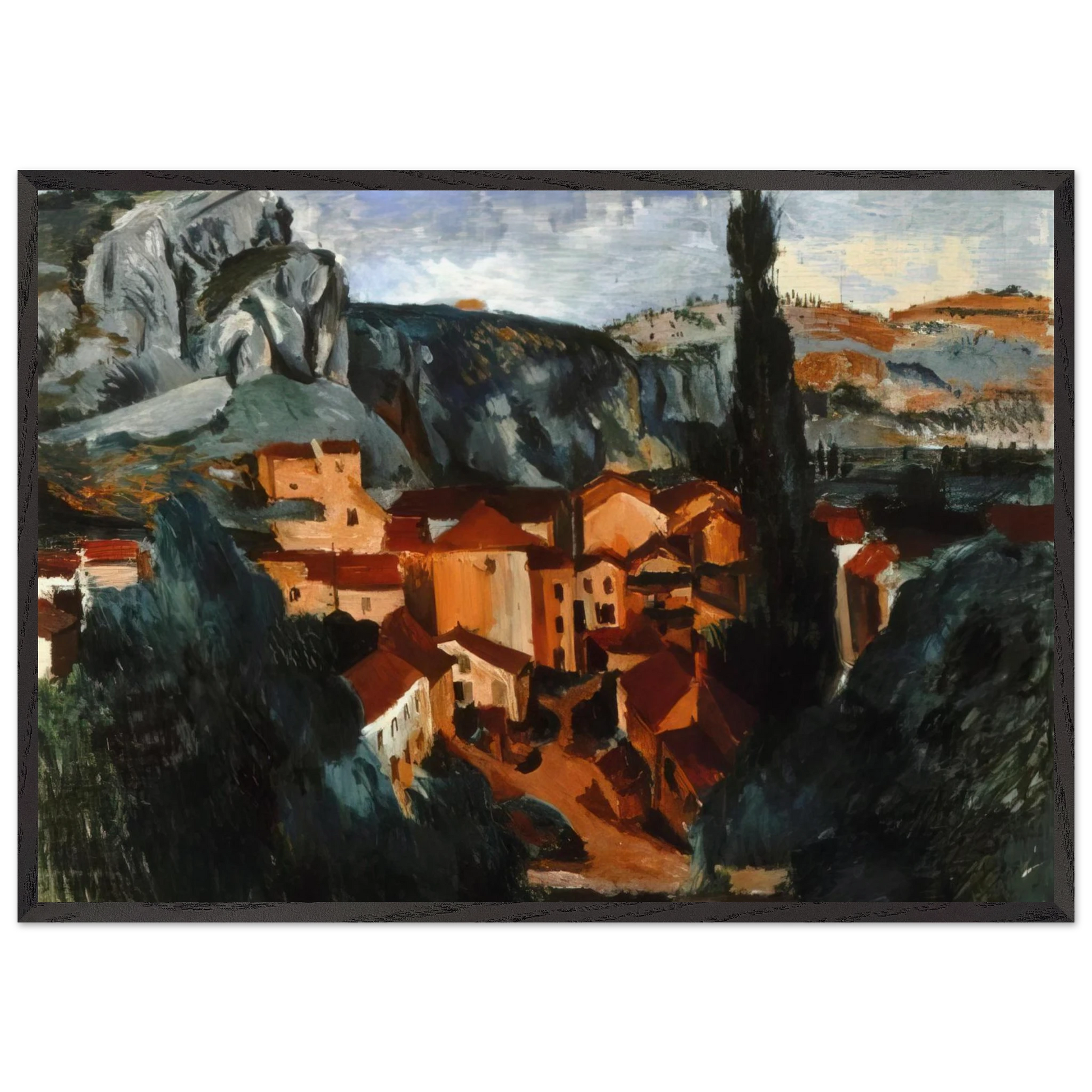 A VILLAGE - Andre Derain Framed Art Print – Black Wooden Frame - Default Title - -Framed Art Print