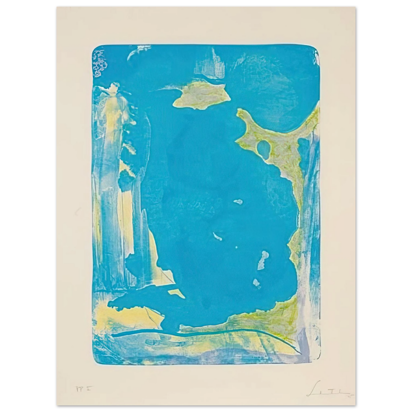 Helen Frankenthaler - Reflections IV - 1995 Wall art - 21x29.7 cm / 8x12" - Premium Wooden Framed Poster With Fine Art Paper - White frame