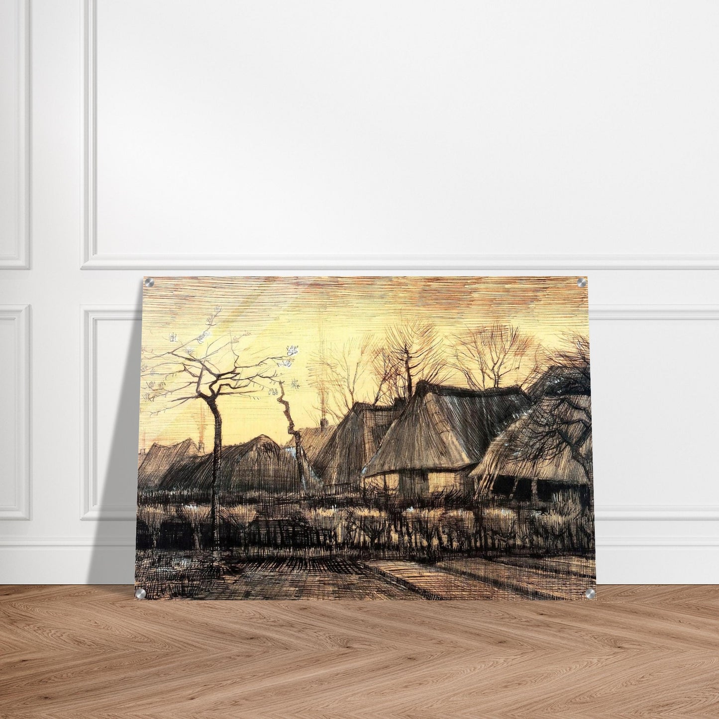 Houses with Thatched Roofs - Vincent van Gogh Acrylic Print - 70x100 cm / 28x40″ inches | Vincent van Gogh Wall Art | Vincent van Gogh Prints