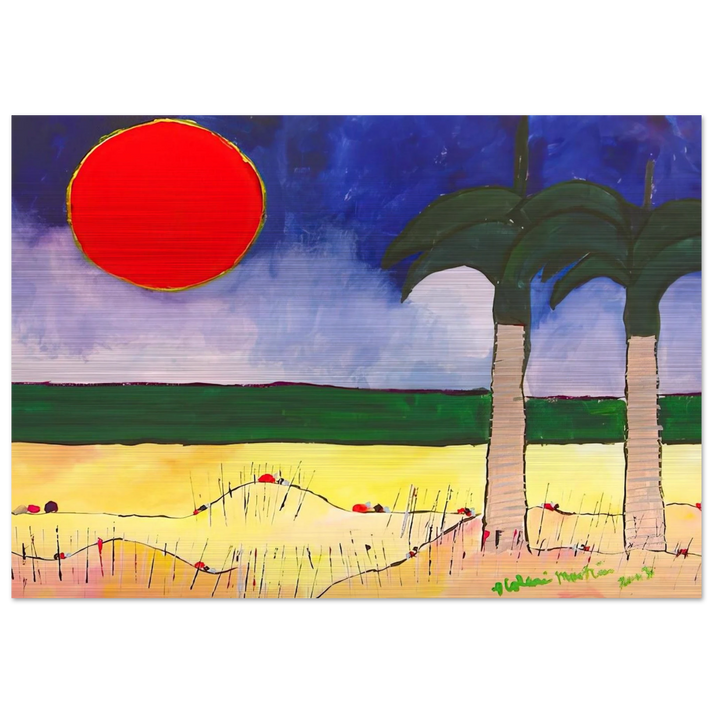 Marinha com Sol e Palmeiras - 2003 - Aldemir Martins Brushed Aluminum Print - 70x100 cm / 28x40 inches | Aldemir Martins Aluminum Print | Aldemir Martins Prints