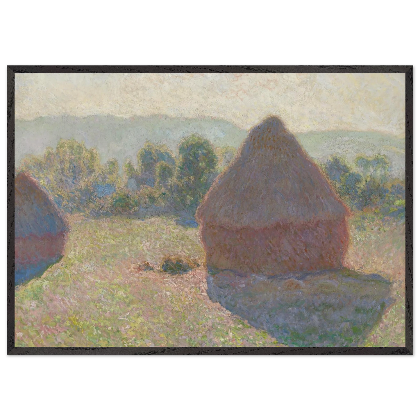 Haystacks midday - claude monet Framed Art Print – Black Wooden Frame - Default Title - -Framed Art Print