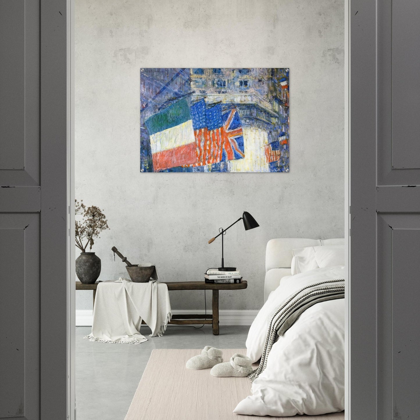 Avenue of the Allies aka Flags on the Waldorf - Childe Hassam Acrylic Print - 70x100 cm / 28x40″ inches | Childe Hassam Wall Art | Childe Hassam Prints