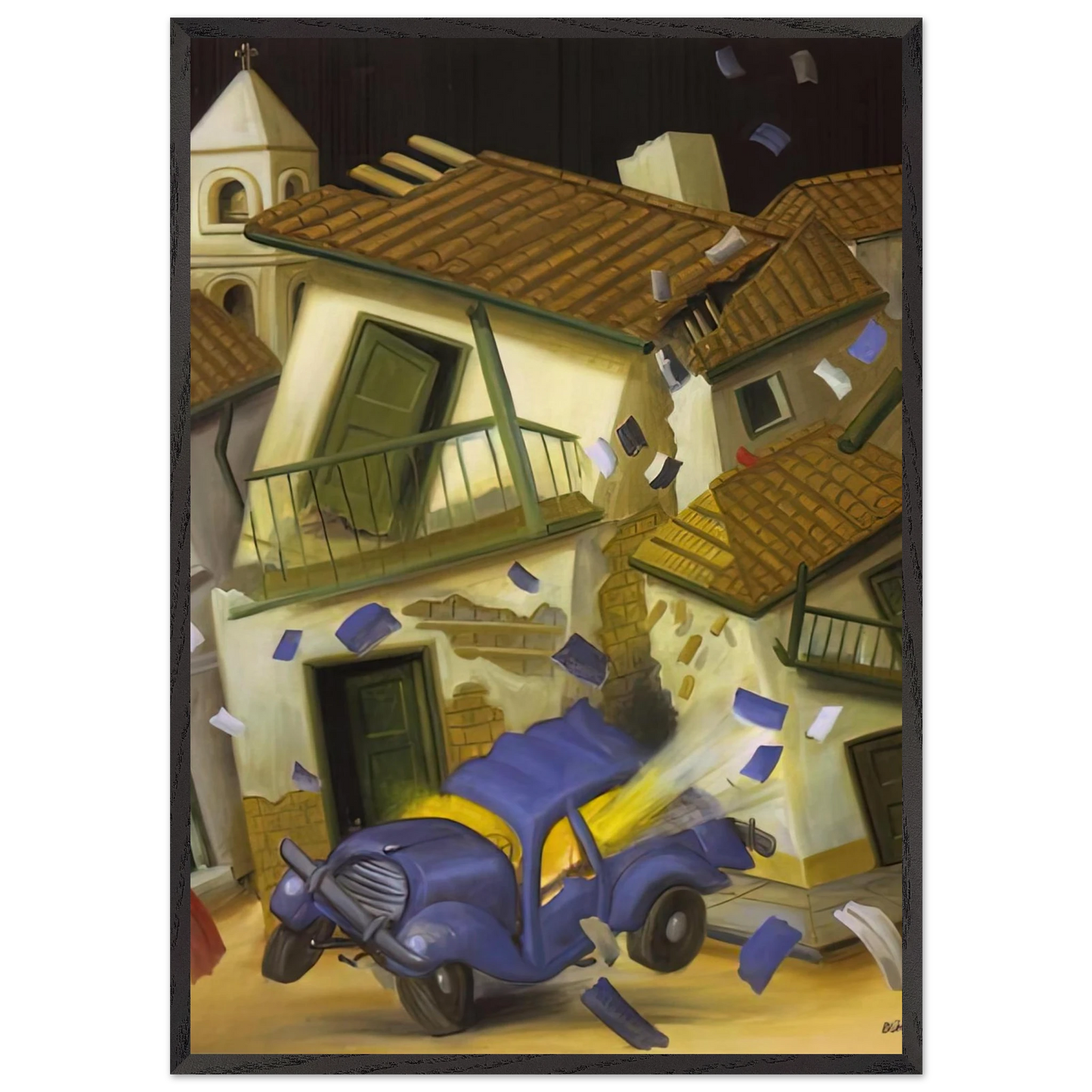 CAR BOMB - Fernando Botero Framed Art Print – Black Wooden Frame - Default Title - -Framed Art Print