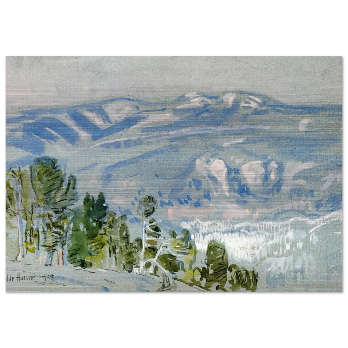 Looking towards Mount Adams from Mount Hood - Childe Hassam Brushed Aluminum Print - 70x100 cm / 28x40 inches | Childe Hassam Aluminum Print | Childe Hassam Prints