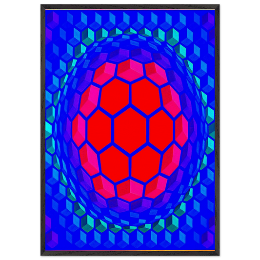 Cheyt Pyr - 1971 - Victor Vasarely Framed Art Print – Black Wooden Frame - Default Title - -Framed Art Print