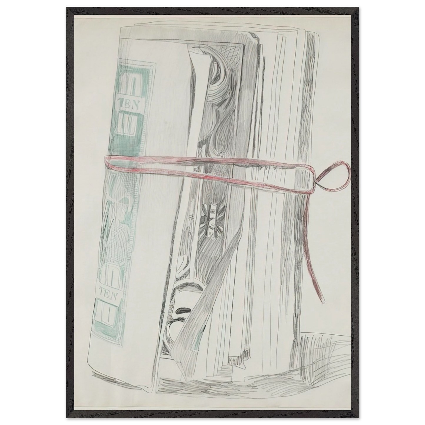 Roll of Bills - Andy Warhol Framed Art Print – Black Wooden Frame - Default Title - -Framed Art Print