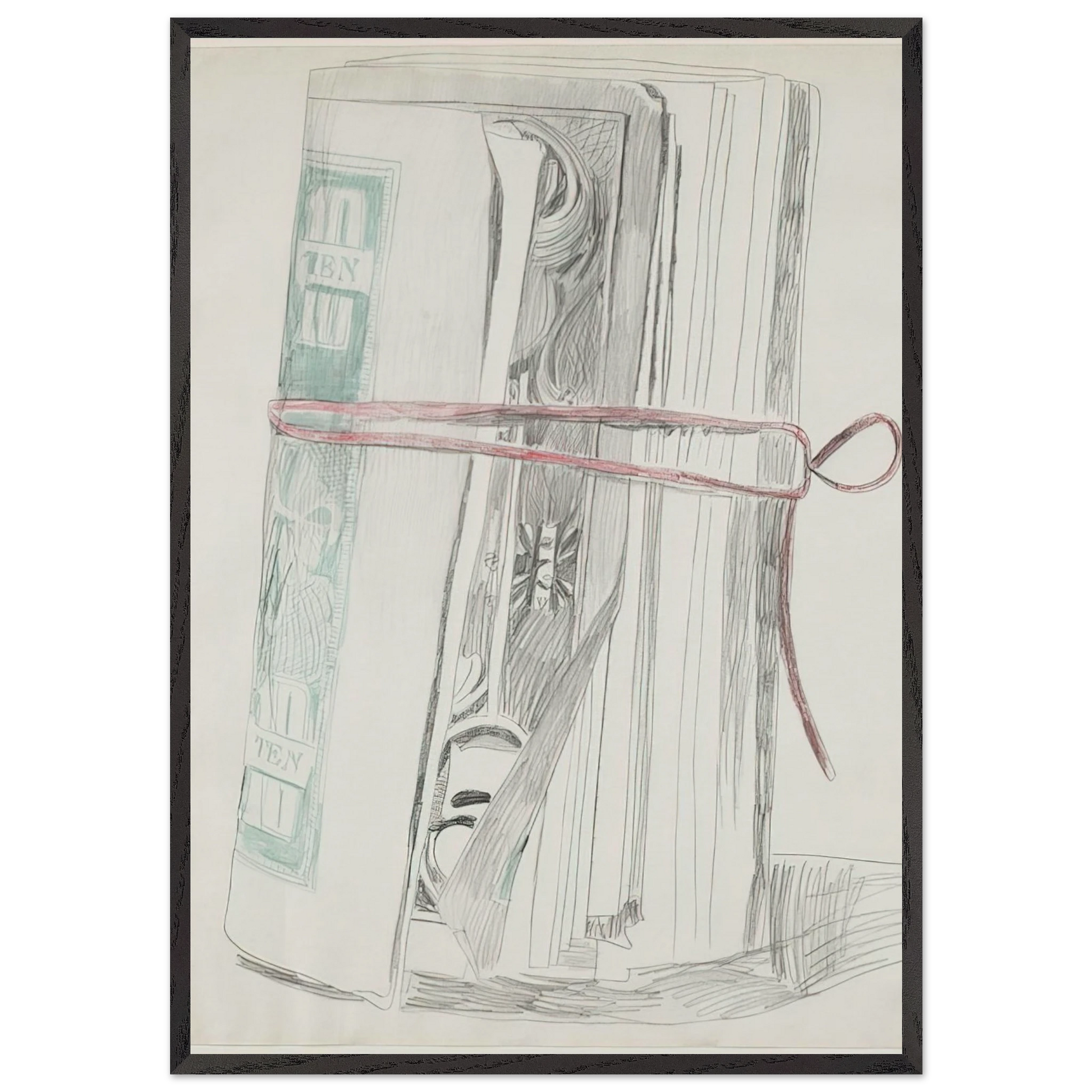 Roll of Bills - Andy Warhol Framed Art Print – Black Wooden Frame - Default Title - -Framed Art Print