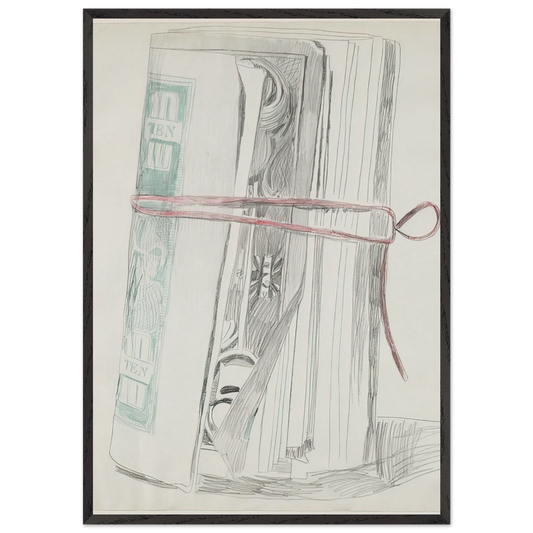 Roll of Bills - Andy Warhol Framed Art Print – Black Wooden Frame - Default Title - -Framed Art Print