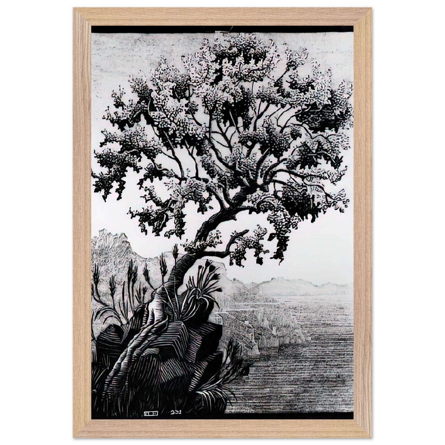 MC Escher - ESCHER (14) Wall Art - 30x40 cm / 12x16 inches - Premium Wooden Framed Poster With Fine Art Paper - Wood frame