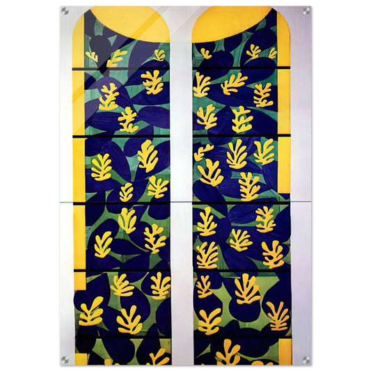 TREE OF LIFE STAINED GLASS BEHIND THE ALTAR IN THE CHAPEL OF THE ROSARY AT VENCE 1951 - Henri Matisse Acrylic Print - 70x100 cm / 28x40″ inches | Henri Matisse Wall Art | Henri Matisse Prints