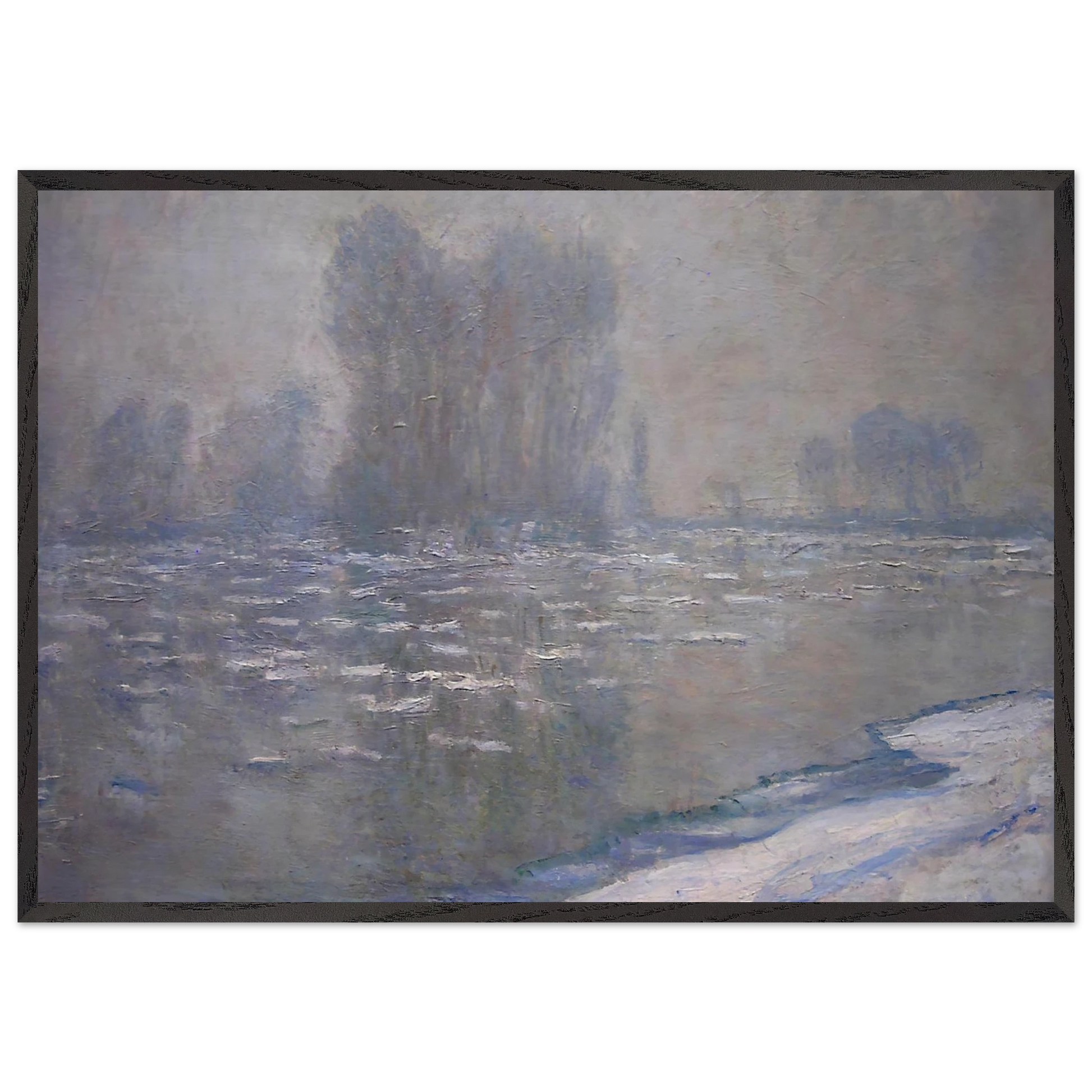 Ice Floes Misty Morning - claude monet Framed Art Print – Black Wooden Frame - Default Title - -Framed Art Print