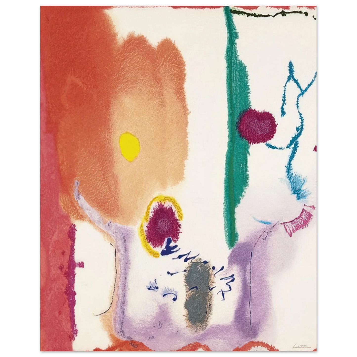 Helen Frankenthaler - Beginnings - 2002 Wall art - A1 (59.4 x 84.1  cm) - Premium Wooden Framed Poster With Fine Art Paper - White frame