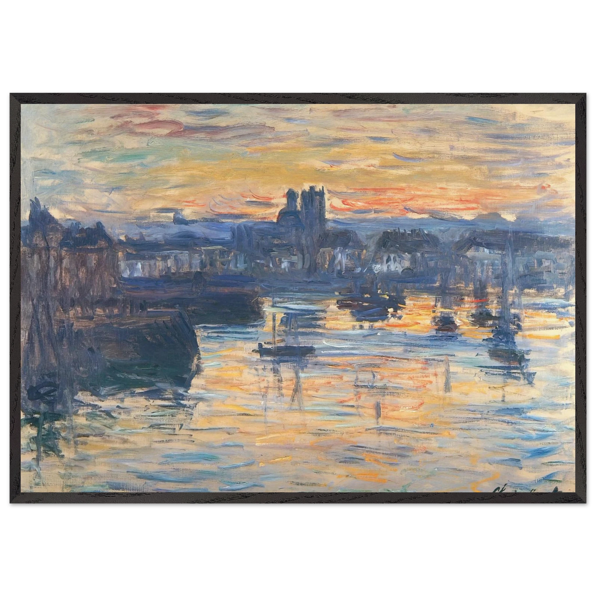 Port of Dieppe Evening - claude monet Framed Art Print – Black Wooden Frame - Default Title - -Framed Art Print