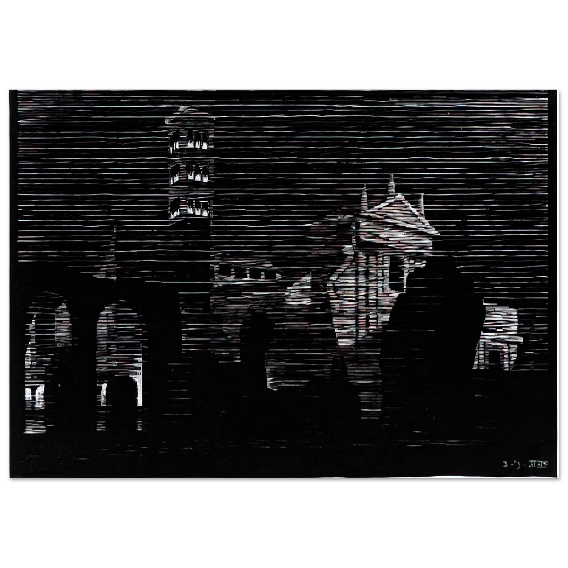 MC Escher - NOCTURNAL ROME 2 Wall Art - 60x80 cm / 24x32 inches - Premium Wooden Framed Poster With Fine Art Paper - Black frame