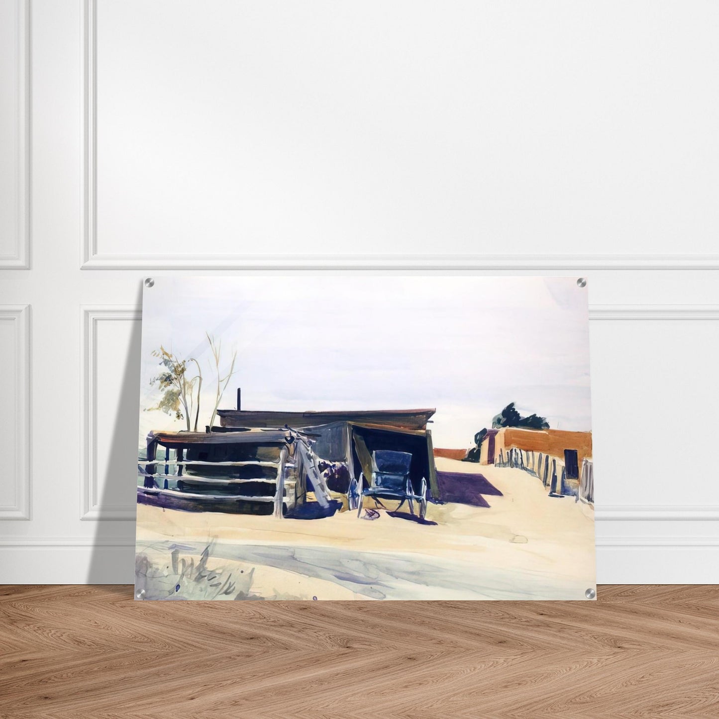 Adobes and Shed, New Mexico - Edward Hopper Acrylic Print - 70x100 cm / 28x40″ inches | Edward Hopper Wall Art | Edward Hopper Prints