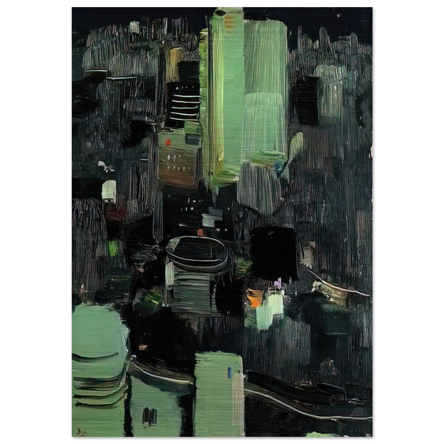 Toyko at Night - 1990 - Wu Guanzhong Brushed Aluminum Print - 70x100 cm / 28x40 inches | Wu Guanzhong Aluminum Print | Wu Guanzhong Prints