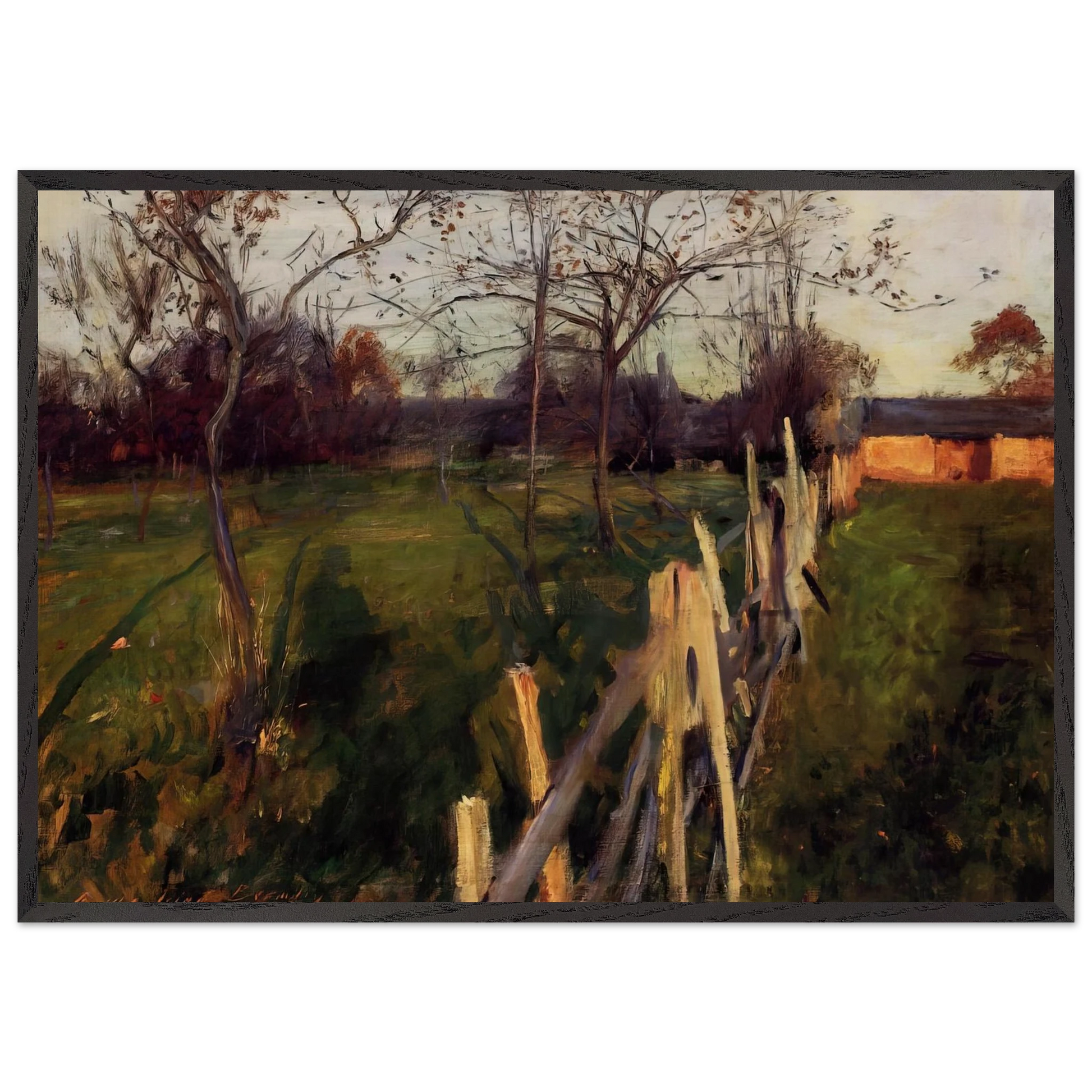 Home Fields - John Singer Sargent 70x100 cm / 28x40 inches Framed Art Print – Black Wooden Frame