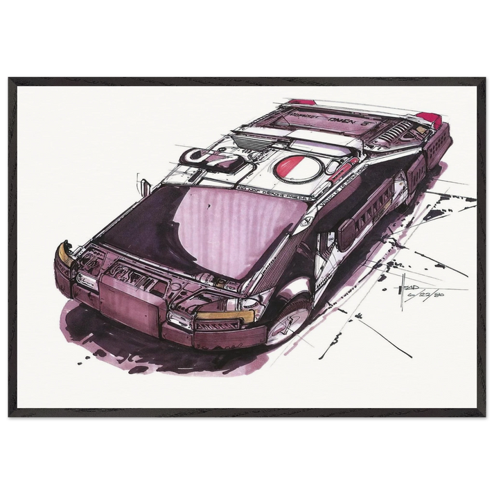 Syd Mead N4 - Syd Mead 70x100 cm / 28x40 inches Framed Art Print – Black Wooden Frame