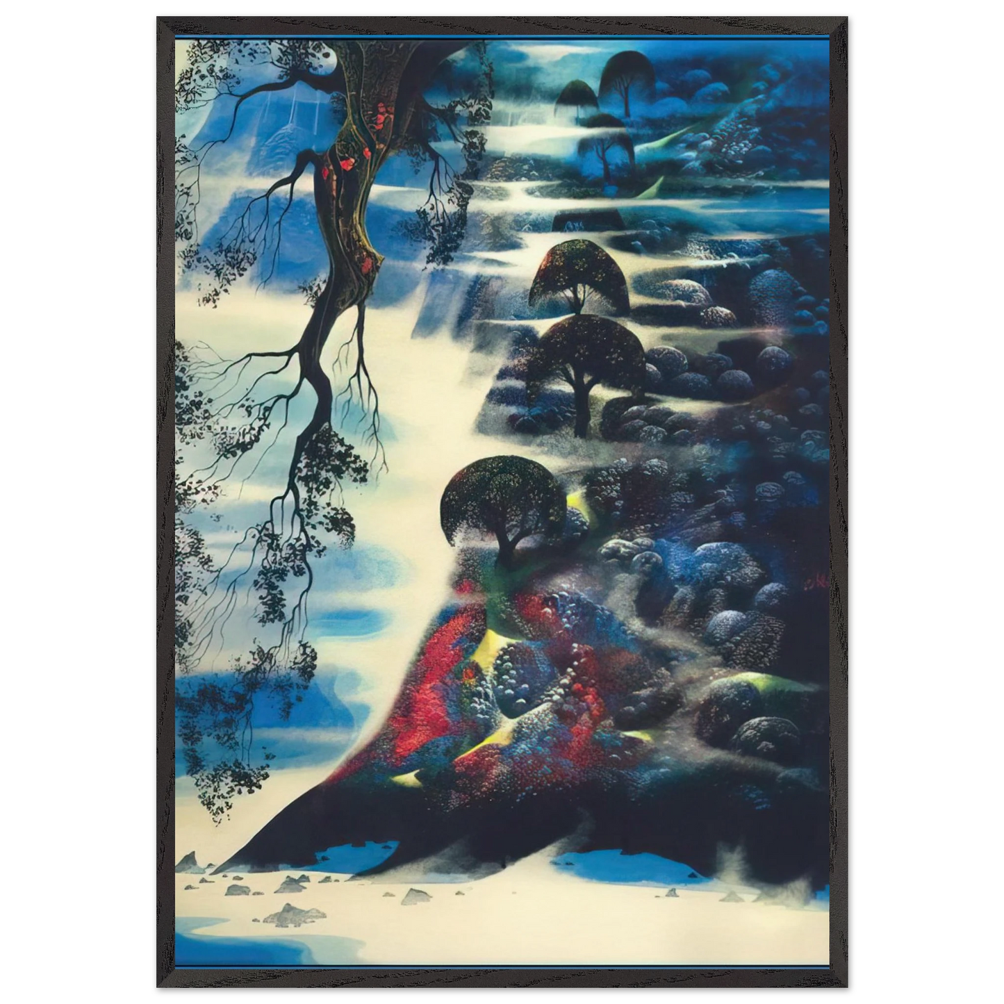 Summer Morning Mist - Eyvind Earle Framed Art Print – Black Wooden Frame - Default Title - -Framed Art Print