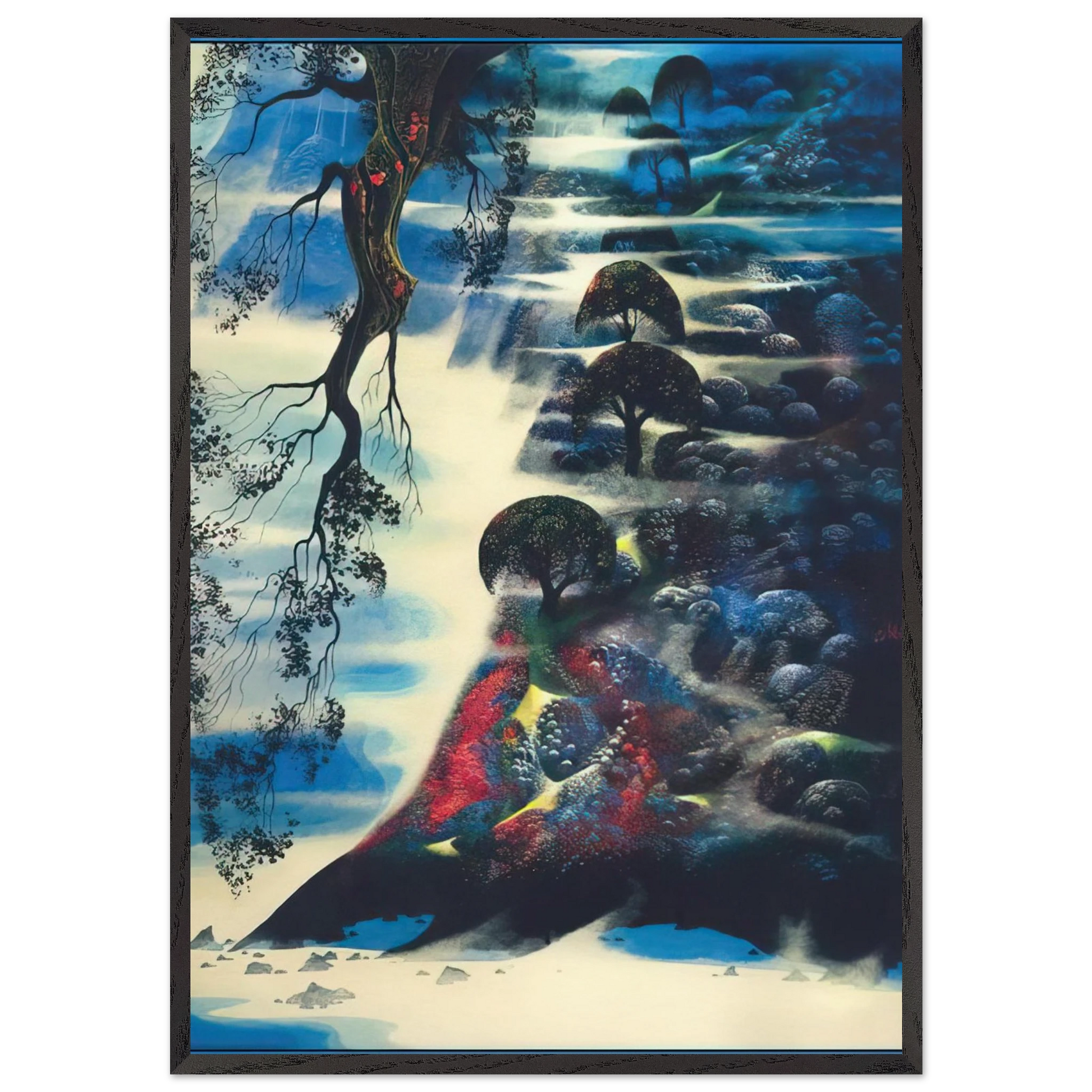 Summer Morning Mist - Eyvind Earle Framed Art Print – Black Wooden Frame - Default Title - -Framed Art Print