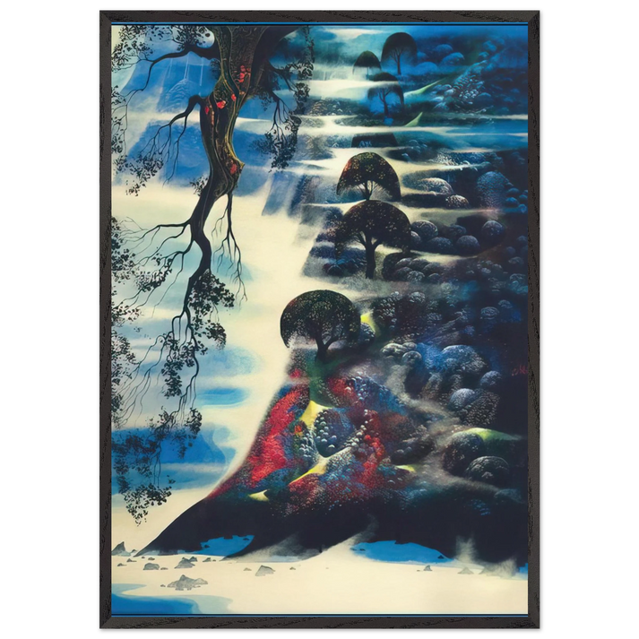 Summer Morning Mist - Eyvind Earle 70x100 cm / 28x40 inches Framed Art Print – Black Wooden Frame