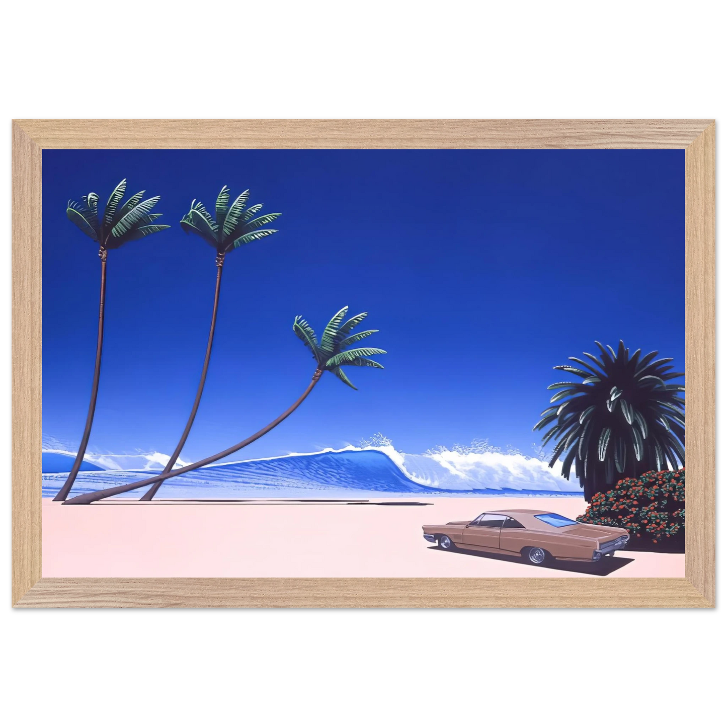 Hiroshi Nagai - Impender Beach Wall Art - 30x40 cm / 12x16 inches - Premium Wooden Framed Poster With Fine Art Paper - Wood frame