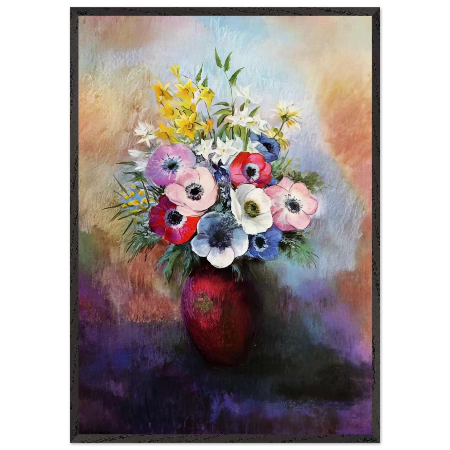 ANEMONES N2 - Odilon Redon Framed Art Print – Black Wooden Frame - Default Title - -Framed Art Print