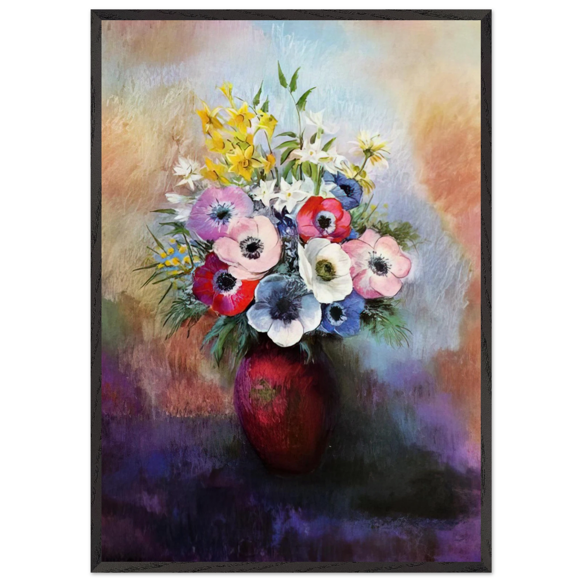 ANEMONES N2 - Odilon Redon Framed Art Print – Black Wooden Frame - Default Title - -Framed Art Print