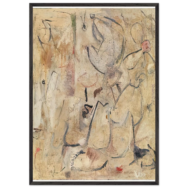 Beach 1950- - Helen Frankenthaler 70x100 cm / 28x40 inches Framed Art Print – Black Wooden Frame