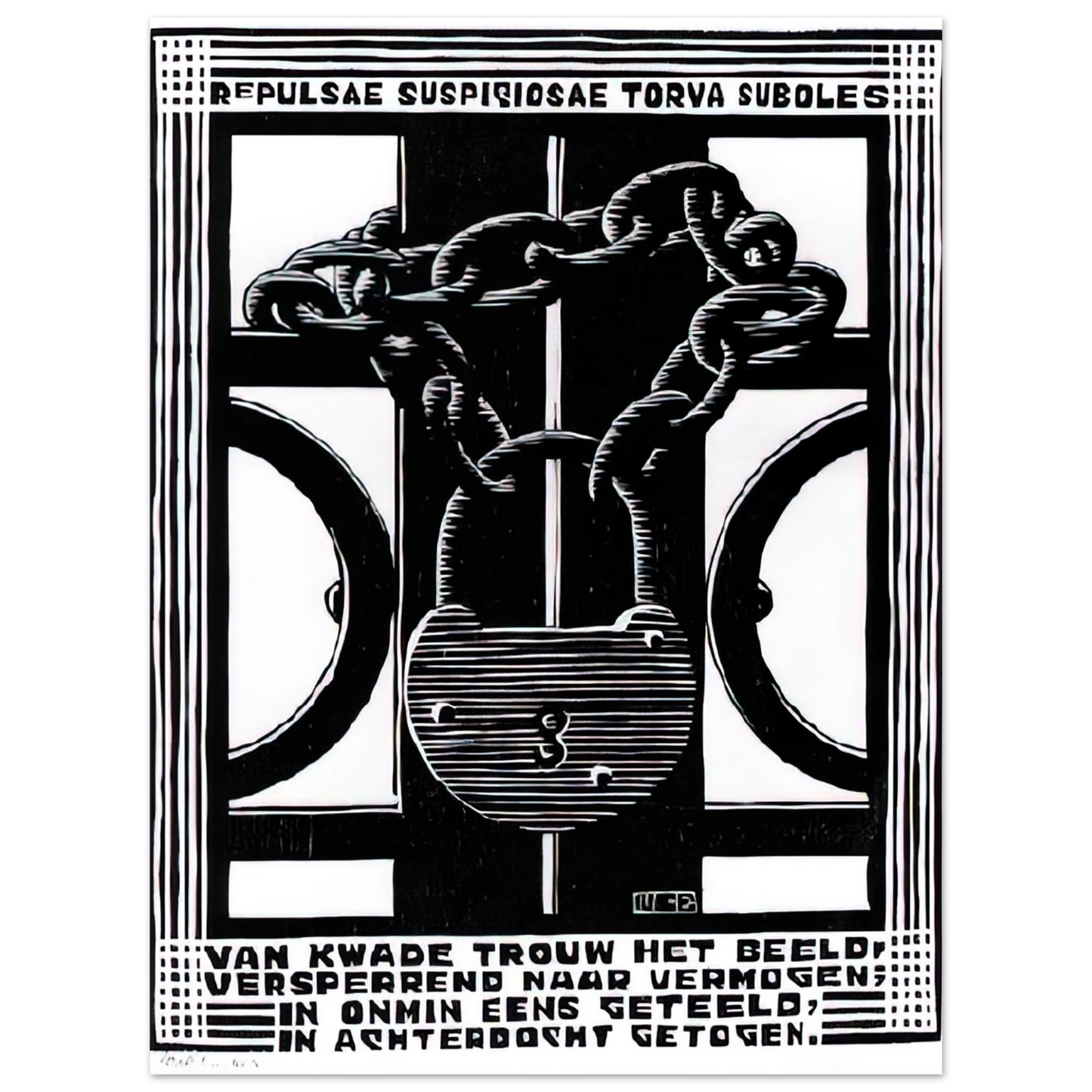 MC Escher - PADLOCK Wall Art - 21x29.7 cm / 8x12" - Fine Art Poster - -