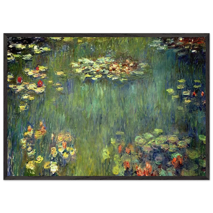Pool with Waterlilies - claude monet 70x100 cm / 28x40 inches Framed Art Print – Black Wooden Frame