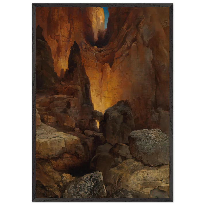 A Side Canyon Grand Canyon of Arizona - Thomas Moran 70x100 cm / 28x40 inches Framed Art Print – Black Wooden Frame
