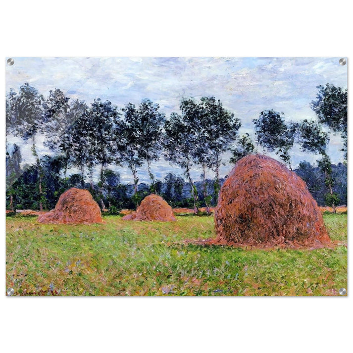 Haystacks, Overcast Day - claude monet Acrylic Print - 70x100 cm / 28x40″ inches | claude monet Wall Art | claude monet Prints