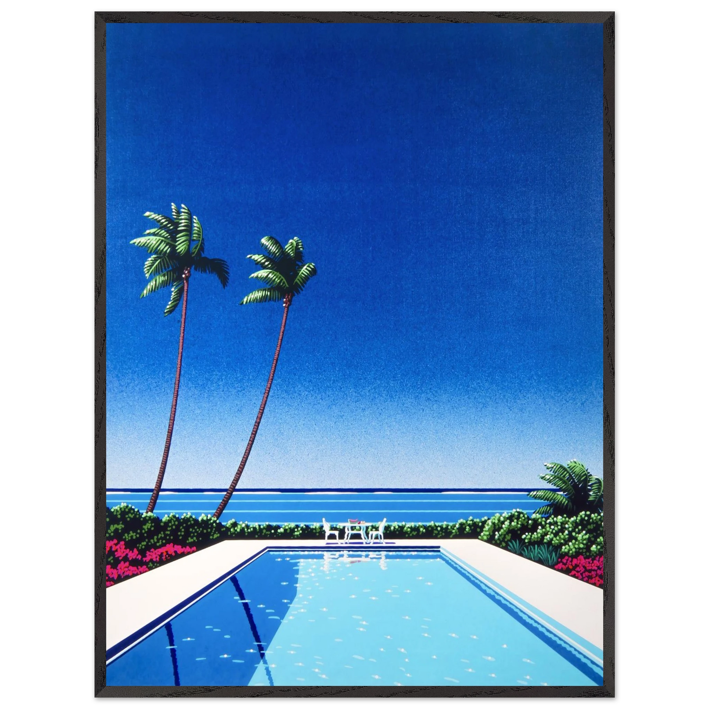 Hiroshi Nagai - Watermelon Pool Wall Art - 21x29.7 cm / 8x12" - Premium Wooden Framed Poster With Fine Art Paper - Black frame