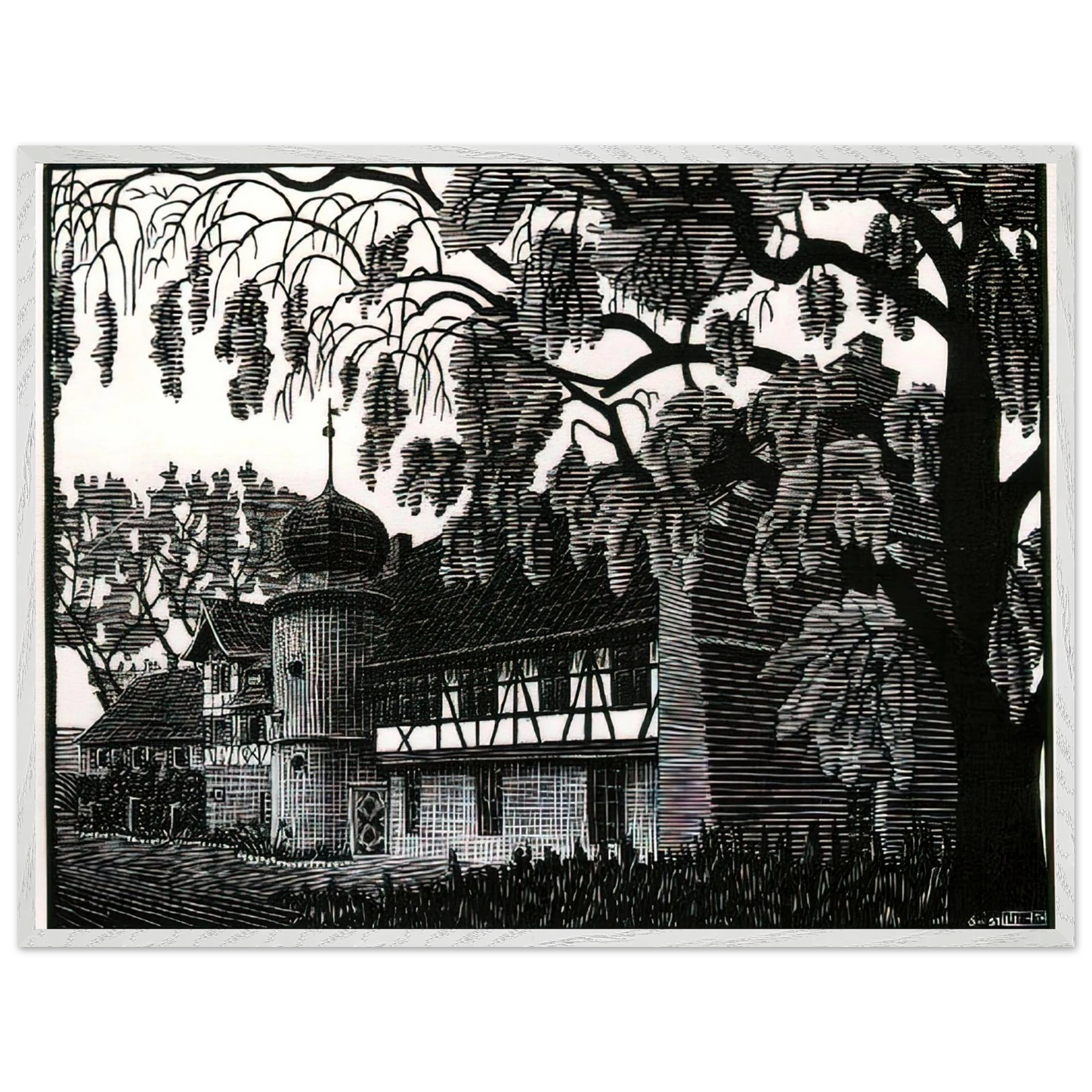 MC Escher - ESCHER (12) Wall Art - 60x80 cm / 24x32 inches - Premium Wooden Framed Poster With Fine Art Paper - Black frame