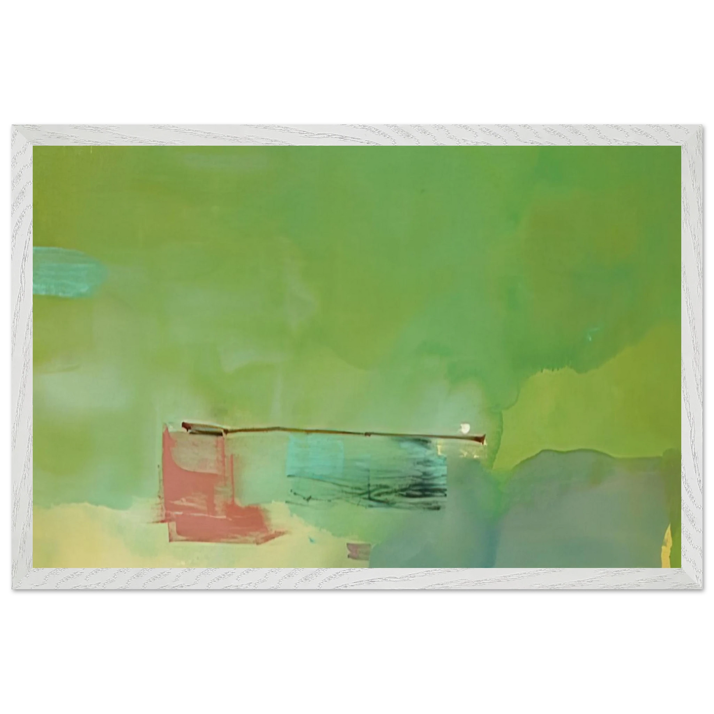 Helen Frankenthaler - Springscape - 1975 Wall art - 28x43  cm / XL (11x17 inches) - Premium Wooden Framed Poster With Fine Art Paper - Wood frame