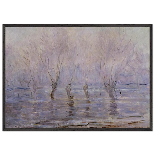 Flood at Giverny - claude monet 70x100 cm / 28x40 inches Framed Art Print – Black Wooden Frame