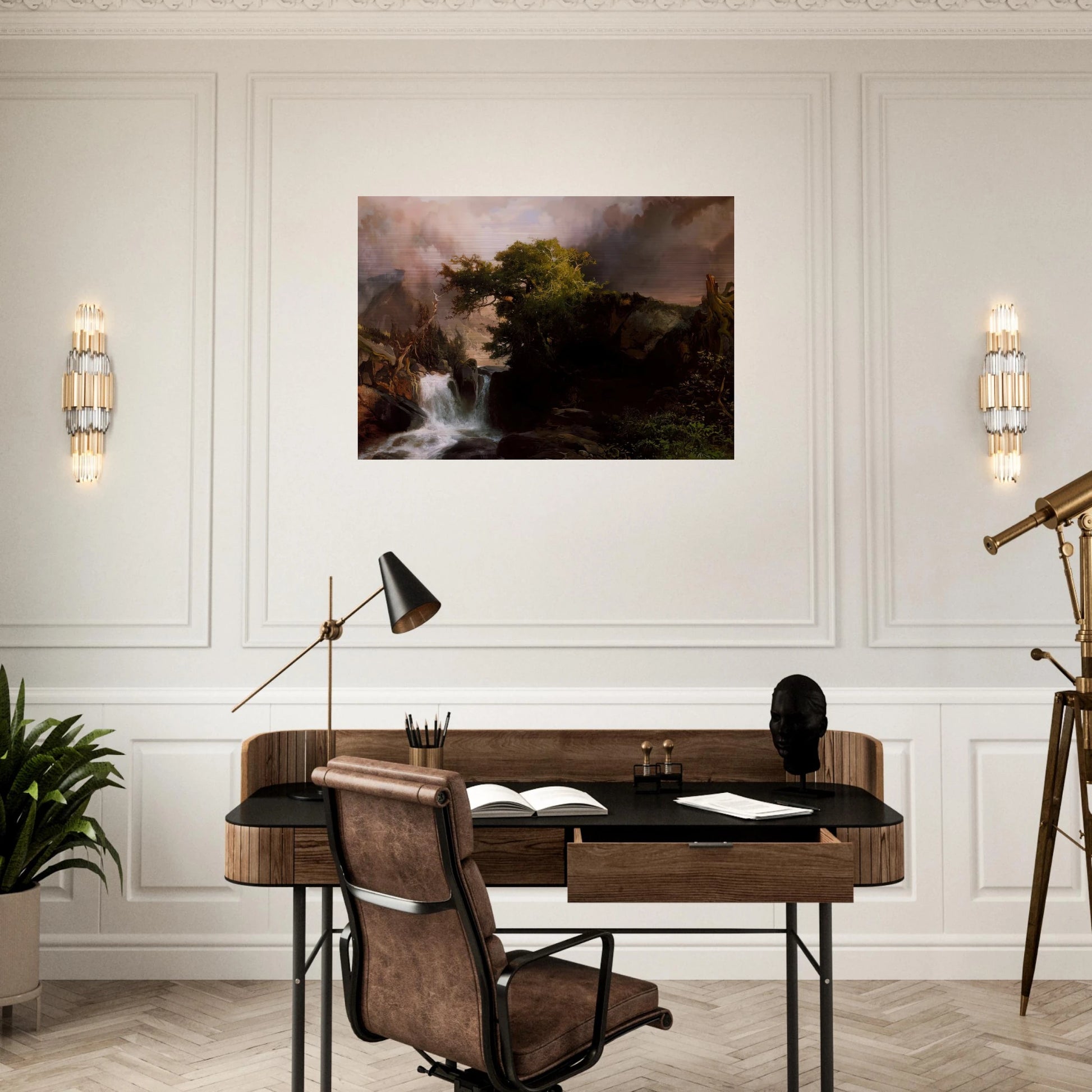 A Mountain Stream - Thomas Moran Brushed Aluminum Print - 70x100 cm / 28x40 inches | Thomas Moran Aluminum Print | Thomas Moran Prints