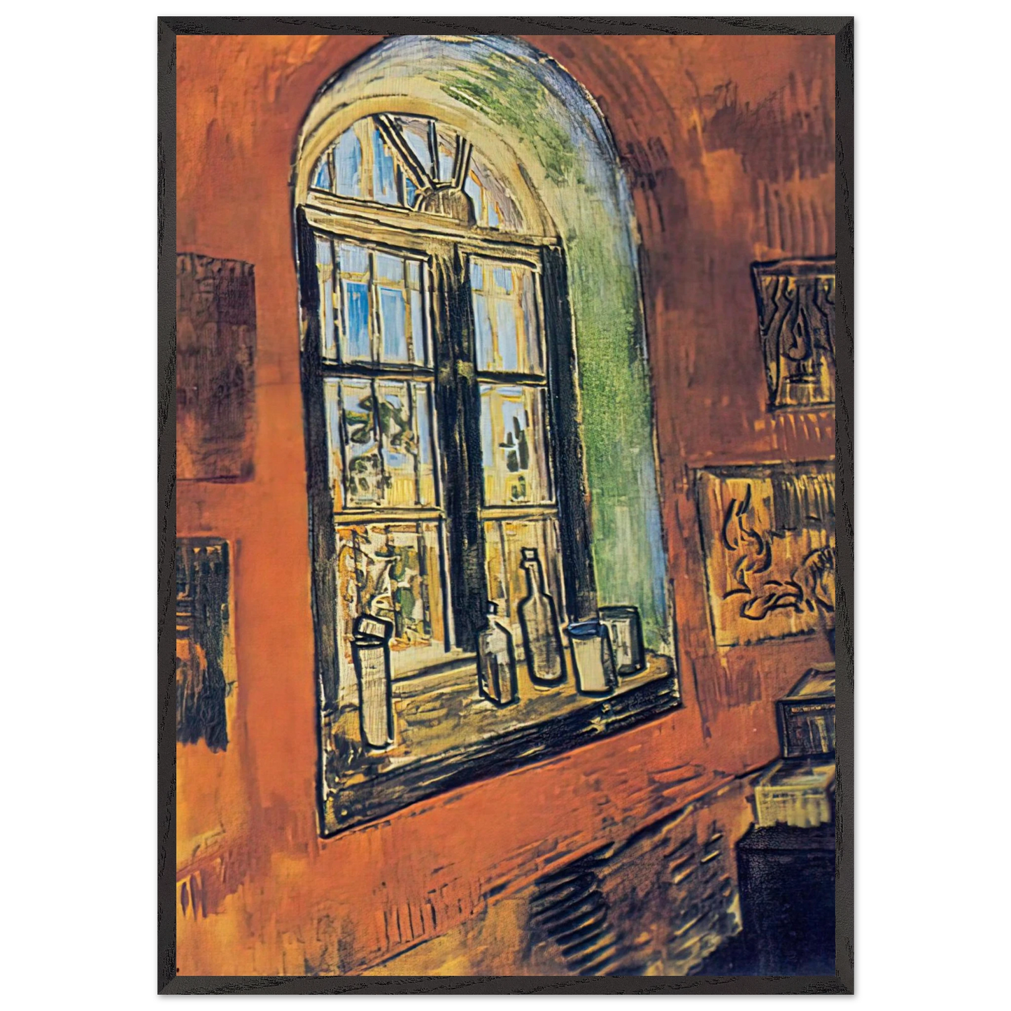 Window of Vincents Studio at the Asylum - Vincent van Gogh Framed Art Print – Black Wooden Frame - Default Title - -Framed Art Print