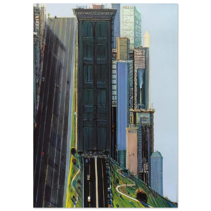 Wayne Thiebaud - Hill Street Day City - 1981 Wall Art - 60x80 cm / 24x32 inches - Fine Art Poster-canvas - -